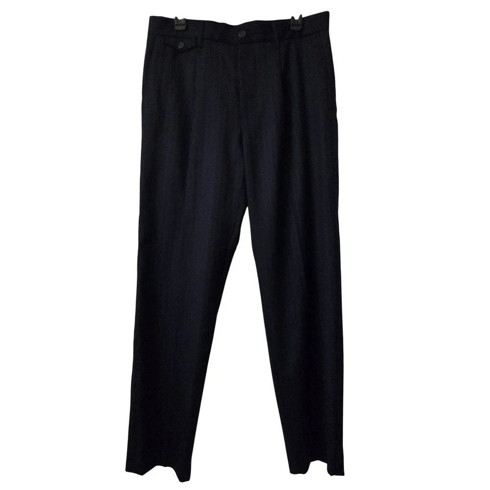 J. Crew Classic Pleated Creased Wool Trouser Pinstripe Mens 33x32 Navy NWT CP104